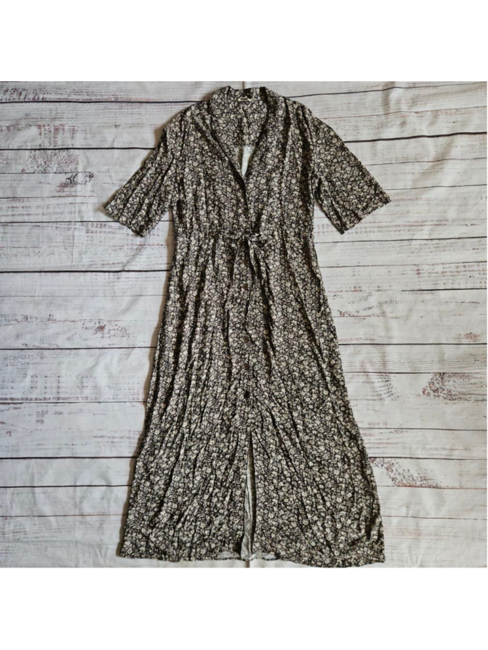 Faherty Island Floral Midi Shirtdress Cottagecore Brown Cream Womens XS